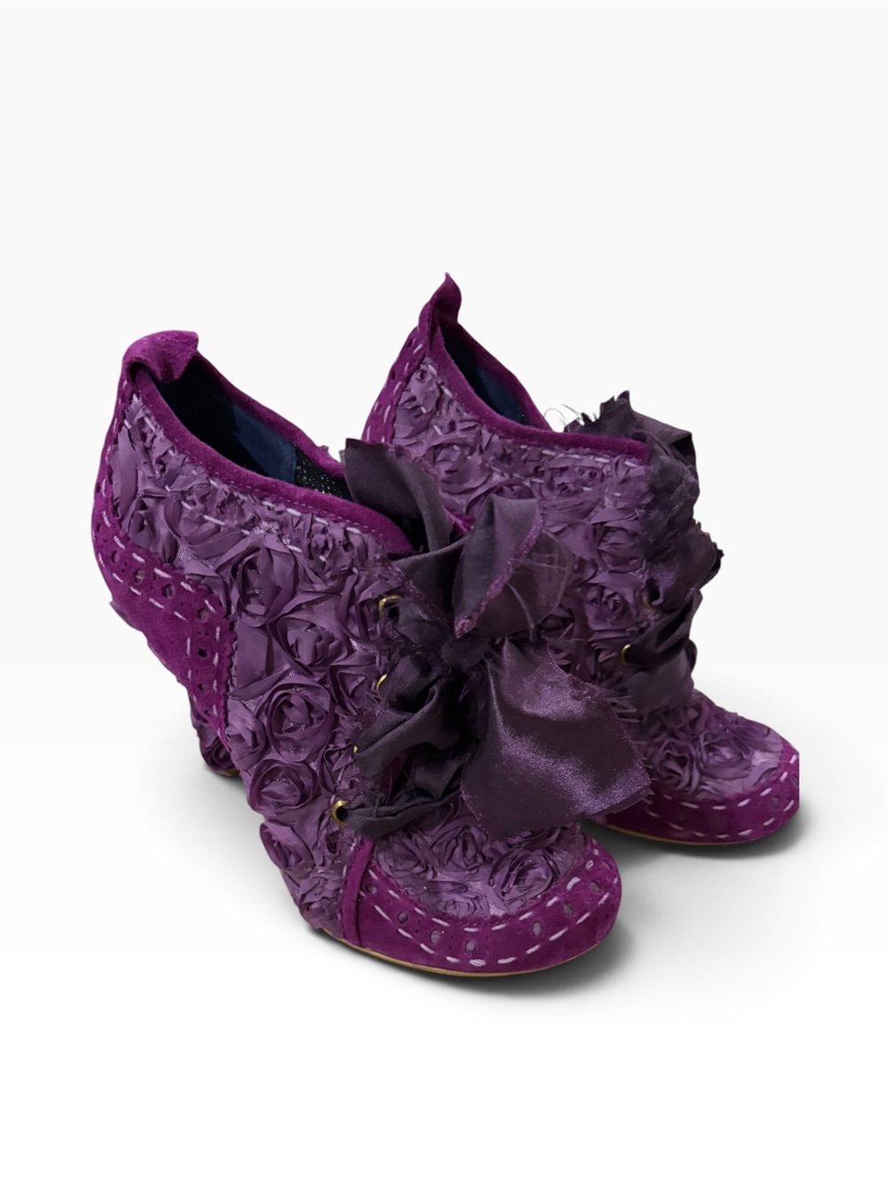 Irregular Choice Abigail’s Party Purple Rosette Boots EU 41 US 10 Rare